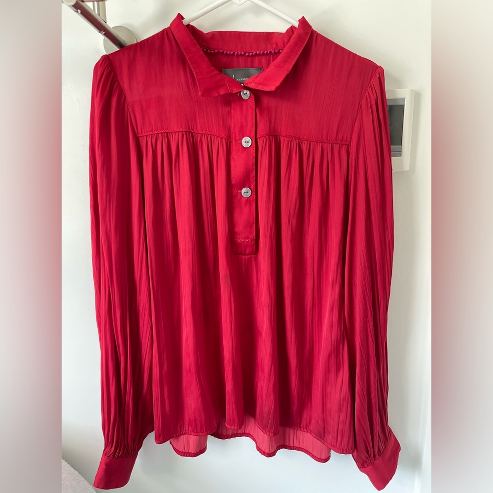Anthropologie Maroon Flowy Blouse